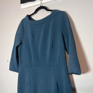 Boden Marisa Ottoman Pencil Dress Size 14L 14 Long Teal Green Textured Ribbed